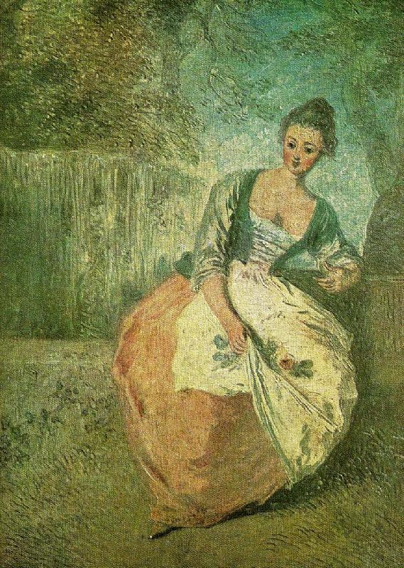 WATTEAU, Antoine en rokokodam oil painting image